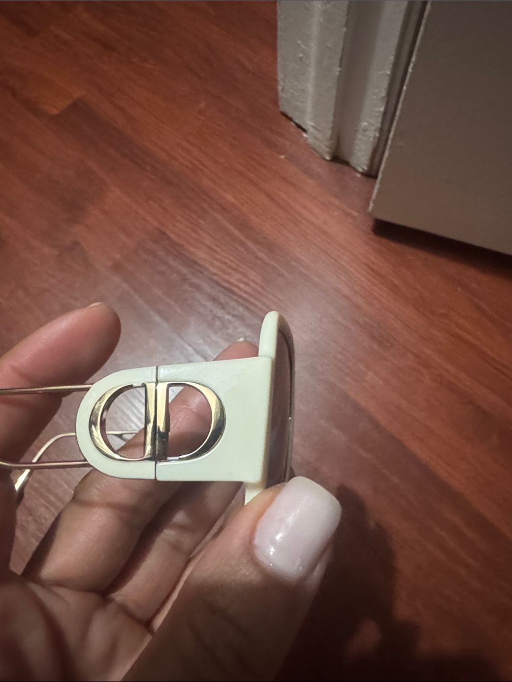 Dior White and Gold Logo Women’s Sunglasses Temple Detail
